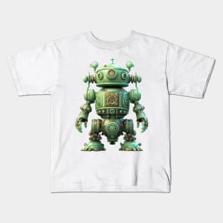 Steampunk Green Robot #6 Kids T-Shirt